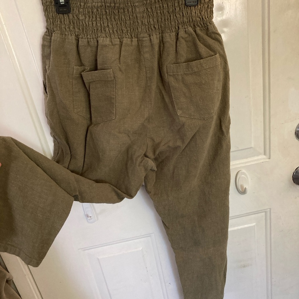 Smocked waist Linen Pants - Picture 4 of 7